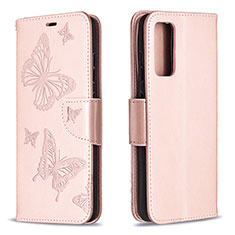 Custodia Portafoglio In Pelle Farfalla Cover con Supporto B01F per Samsung Galaxy S20 FE 5G Oro Rosa