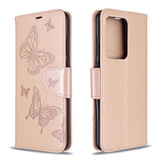 Custodia Portafoglio In Pelle Farfalla Cover con Supporto B01F per Samsung Galaxy S20 Plus 5G Oro Rosa