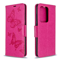Custodia Portafoglio In Pelle Farfalla Cover con Supporto B01F per Samsung Galaxy S20 Plus 5G Rosa Caldo