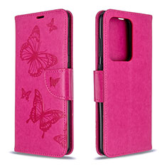 Custodia Portafoglio In Pelle Farfalla Cover con Supporto B01F per Samsung Galaxy S20 Plus Rosa Caldo