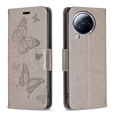 Custodia Portafoglio In Pelle Farfalla Cover con Supporto B01F per Xiaomi Civi 3 5G Grigio