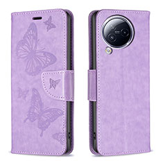 Custodia Portafoglio In Pelle Farfalla Cover con Supporto B01F per Xiaomi Civi 3 5G Lavanda