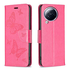 Custodia Portafoglio In Pelle Farfalla Cover con Supporto B01F per Xiaomi Civi 3 5G Rosa Caldo