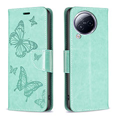 Custodia Portafoglio In Pelle Farfalla Cover con Supporto B01F per Xiaomi Civi 3 5G Verde