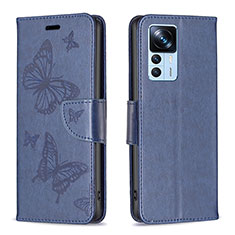 Custodia Portafoglio In Pelle Farfalla Cover con Supporto B01F per Xiaomi Mi 12T Pro 5G Blu