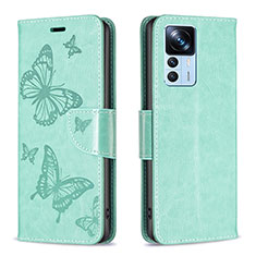 Custodia Portafoglio In Pelle Farfalla Cover con Supporto B01F per Xiaomi Mi 12T Pro 5G Verde