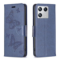 Custodia Portafoglio In Pelle Farfalla Cover con Supporto B01F per Xiaomi Mi 13 5G Blu