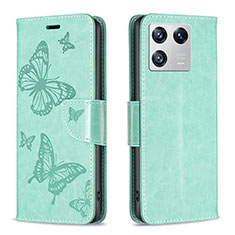 Custodia Portafoglio In Pelle Farfalla Cover con Supporto B01F per Xiaomi Mi 13 5G Verde