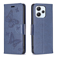 Custodia Portafoglio In Pelle Farfalla Cover con Supporto B01F per Xiaomi Redmi 12 4G Blu