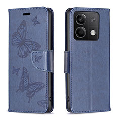 Custodia Portafoglio In Pelle Farfalla Cover con Supporto B01F per Xiaomi Redmi Note 13 5G Blu