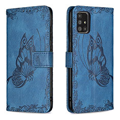 Custodia Portafoglio In Pelle Farfalla Cover con Supporto B02F per Samsung Galaxy A71 4G A715 Blu
