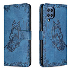 Custodia Portafoglio In Pelle Farfalla Cover con Supporto B02F per Samsung Galaxy M32 4G Blu