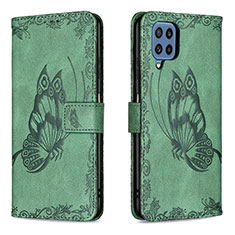 Custodia Portafoglio In Pelle Farfalla Cover con Supporto B02F per Samsung Galaxy M32 4G Verde