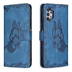 Custodia Portafoglio In Pelle Farfalla Cover con Supporto B02F per Samsung Galaxy M32 5G Blu
