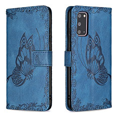 Custodia Portafoglio In Pelle Farfalla Cover con Supporto B02F per Samsung Galaxy S20 5G Blu