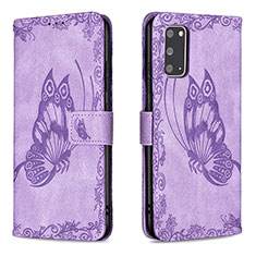 Custodia Portafoglio In Pelle Farfalla Cover con Supporto B02F per Samsung Galaxy S20 5G Lavanda