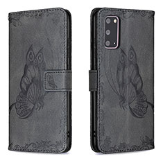 Custodia Portafoglio In Pelle Farfalla Cover con Supporto B02F per Samsung Galaxy S20 5G Nero