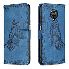 Custodia Portafoglio In Pelle Farfalla Cover con Supporto B02F per Xiaomi Redmi Note 9S Blu