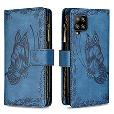 Custodia Portafoglio In Pelle Farfalla Cover con Supporto B03F per Samsung Galaxy A42 5G Blu