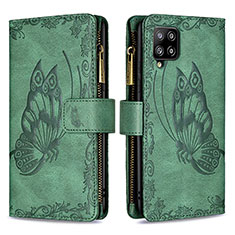 Custodia Portafoglio In Pelle Farfalla Cover con Supporto B03F per Samsung Galaxy A42 5G Verde