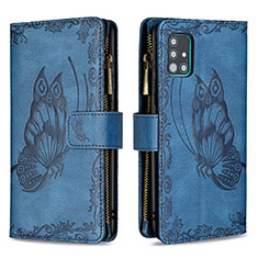 Custodia Portafoglio In Pelle Farfalla Cover con Supporto B03F per Samsung Galaxy A51 4G Blu