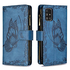Custodia Portafoglio In Pelle Farfalla Cover con Supporto B03F per Samsung Galaxy A71 4G A715 Blu