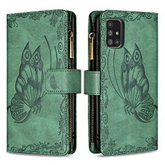 Custodia Portafoglio In Pelle Farfalla Cover con Supporto B03F per Samsung Galaxy A71 4G A715 Verde