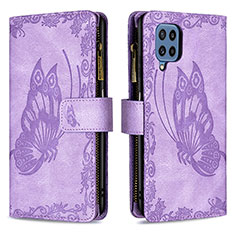 Custodia Portafoglio In Pelle Farfalla Cover con Supporto B03F per Samsung Galaxy M32 4G Lavanda