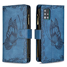 Custodia Portafoglio In Pelle Farfalla Cover con Supporto B03F per Samsung Galaxy M40S Blu