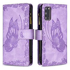 Custodia Portafoglio In Pelle Farfalla Cover con Supporto B03F per Samsung Galaxy S20 5G Lavanda