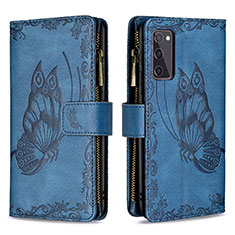 Custodia Portafoglio In Pelle Farfalla Cover con Supporto B03F per Samsung Galaxy S20 FE 5G Blu