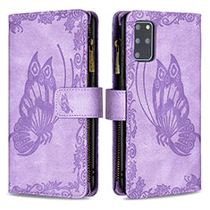 Custodia Portafoglio In Pelle Farfalla Cover con Supporto B03F per Samsung Galaxy S20 Plus 5G Lavanda