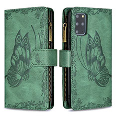 Custodia Portafoglio In Pelle Farfalla Cover con Supporto B03F per Samsung Galaxy S20 Plus 5G Verde