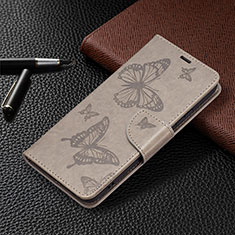 Custodia Portafoglio In Pelle Farfalla Cover con Supporto B13F per Samsung Galaxy S21 FE 5G Grigio