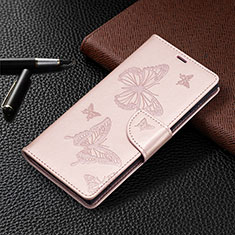 Custodia Portafoglio In Pelle Farfalla Cover con Supporto B13F per Samsung Galaxy S21 Ultra 5G Oro