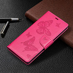 Custodia Portafoglio In Pelle Farfalla Cover con Supporto B13F per Samsung Galaxy S21 Ultra 5G Rosa Caldo