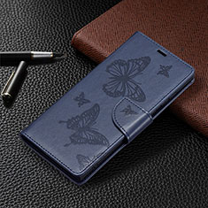 Custodia Portafoglio In Pelle Farfalla Cover con Supporto B13F per Samsung Galaxy S22 Ultra 5G Blu