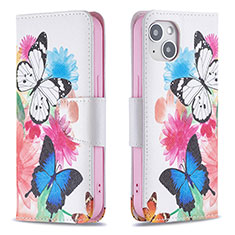 Custodia Portafoglio In Pelle Farfalla Cover con Supporto L01 per Apple iPhone 14 Plus Rosa