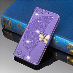 Custodia Portafoglio In Pelle Farfalla Cover con Supporto L01 per Xiaomi Mi 11 5G Lavanda