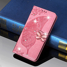 Custodia Portafoglio In Pelle Farfalla Cover con Supporto L01 per Xiaomi Mi 11 Lite 4G Rosa Caldo