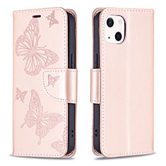 Custodia Portafoglio In Pelle Farfalla Cover con Supporto L09 per Apple iPhone 13 Mini Rosa