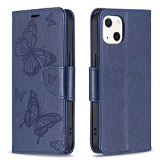 Custodia Portafoglio In Pelle Farfalla Cover con Supporto L09 per Apple iPhone 15 Blu