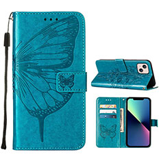 Custodia Portafoglio In Pelle Farfalla Cover con Supporto L10 per Apple iPhone 14 Blu