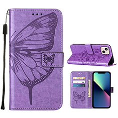 Custodia Portafoglio In Pelle Farfalla Cover con Supporto L10 per Apple iPhone 14 Lavanda