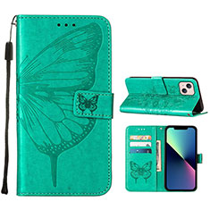 Custodia Portafoglio In Pelle Farfalla Cover con Supporto L10 per Apple iPhone 14 Verde