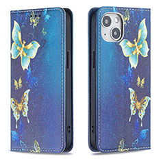 Custodia Portafoglio In Pelle Farfalla Cover con Supporto per Apple iPhone 13 Mini Blu