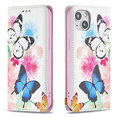 Custodia Portafoglio In Pelle Farfalla Cover con Supporto per Apple iPhone 15 Plus Rosa