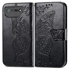 Custodia Portafoglio In Pelle Farfalla Cover con Supporto per Asus ROG Phone 7 Pro Nero