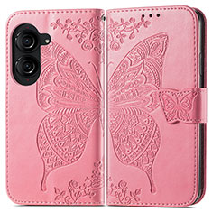 Custodia Portafoglio In Pelle Farfalla Cover con Supporto per Asus ZenFone 10 Rosa Caldo