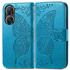 Custodia Portafoglio In Pelle Farfalla Cover con Supporto per Asus Zenfone 9 Blu